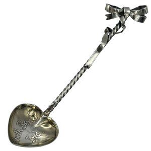 Vintage 925 Sterling Silver Twisted Ribbon Heart Bowl Demitasse Spoon - Monogram
